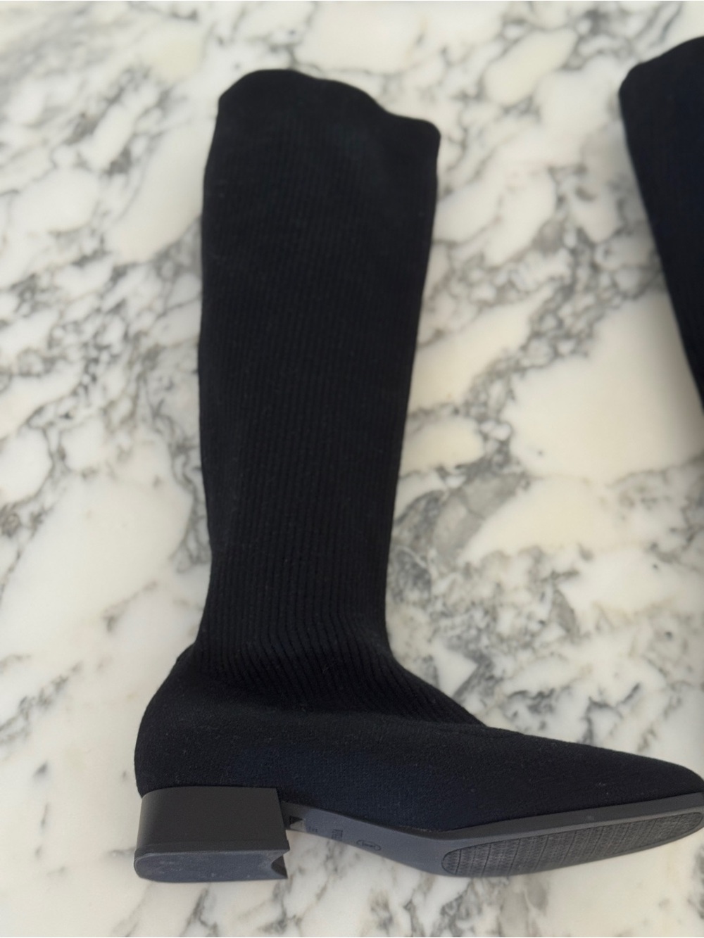 VIVAIA knit Black high Stretch Boot with Low Block Heel